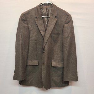 Andrew Fezza Suit Jacket Mens 44 R Sport Coat Blazer Brown Houndstooth